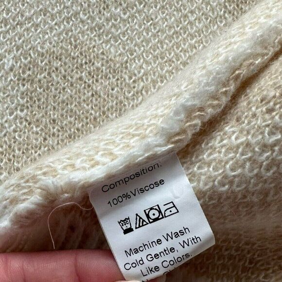 Women's Oversized Cardigan Sweater Size Large Animal Print Duster White Tan - Picture 9 of 16